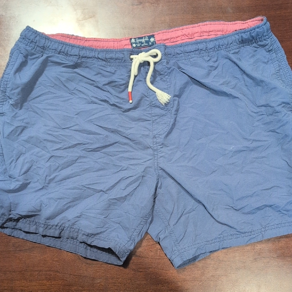 Nautical Blue Swim Trunks with Pink Lining